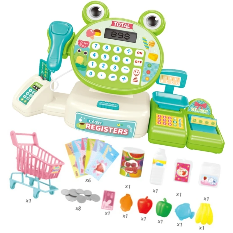 Girls Pretend Play Supermarket Toy Kid Supermarket Cash Register Toy Set Children Role Play Game Christmas Gift for Kids 2