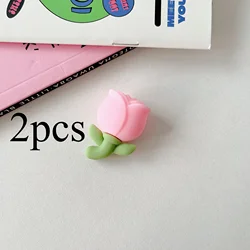 Tulip Flower Decorative Cable Protector Set - Cute Charger Cable Covers (Pink - 2pcs)