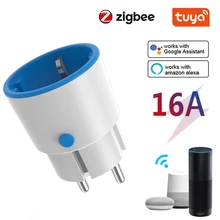 

16A EU Outlet Energy Monitor Outlet Tuya Smart Zigbee 3.0 Power Plug Meter Remote Control Work With Alexa And Tuya Hub