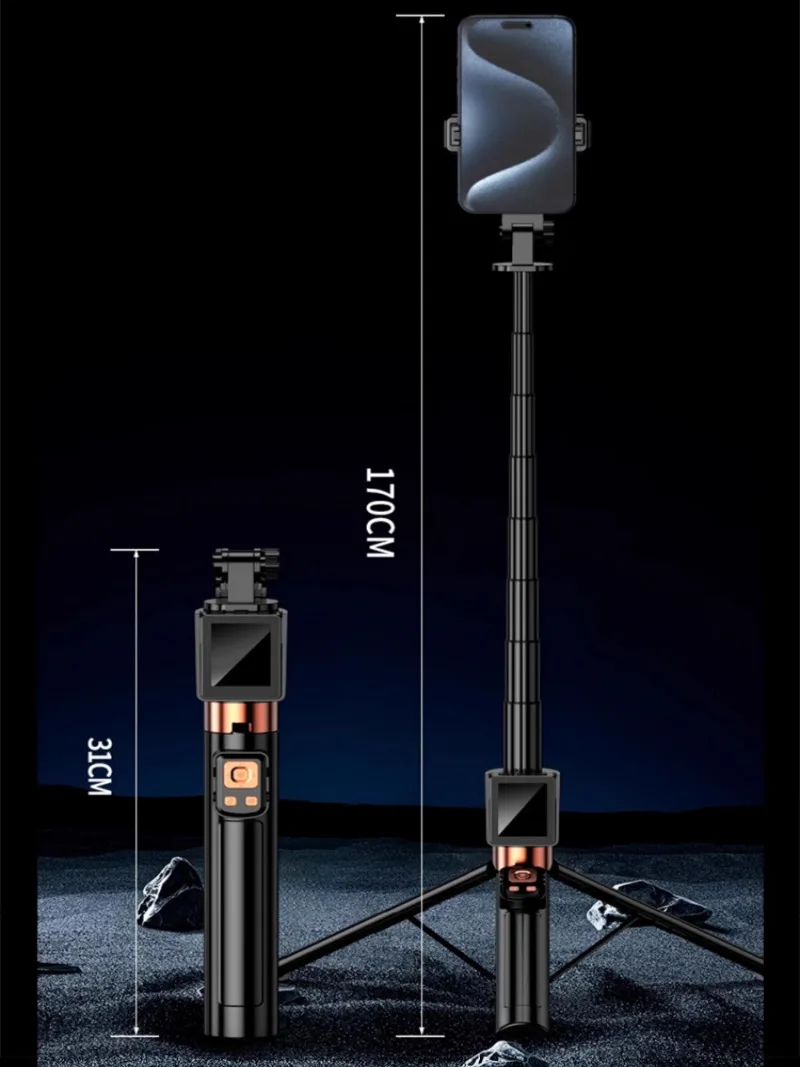 Screen projection selfie stick for taking photos with real-time display, rear-mounted floor-standing tripod, floor-standing