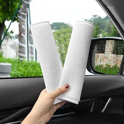 Universal Car Seat Belt Shoulder Protector Pads - Set of 2 Adjustable Safety Covers (2PCS - Velvet White)