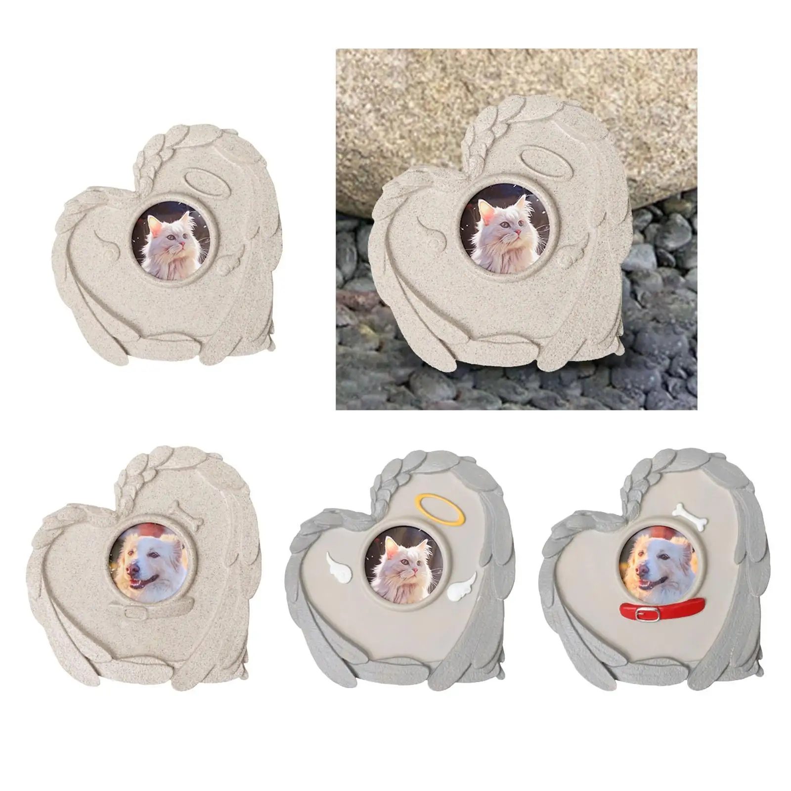 애완동물 기념 돌 강아지 고양이 묘비, 하트 모양 고양이 주둥이, 실내 정원 잔디, 뒤뜰 동정, 애완동물 기념 선물
