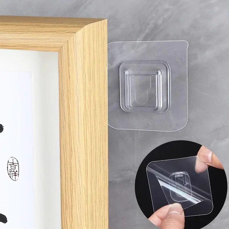 Double Sided Adhesive Wall Hooks Strong Invisible Traceless Snap Hook Transparent Wall Storages Holder Kit For Kitchen Bathroom