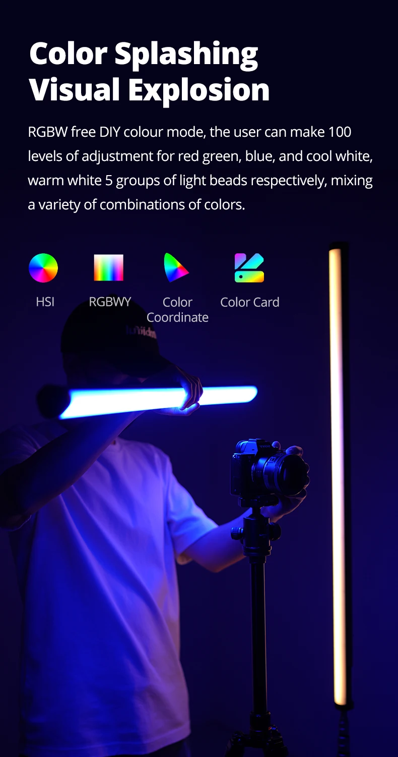 A2 plus 2500K-8500K RGB Tube Light Full Color LED Video Stick Light ,CRI 95+ TLC