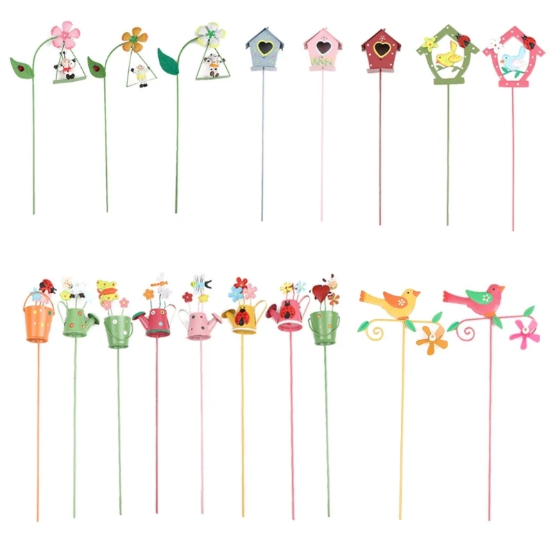 

Flower Pot Garden Stake Decor 11 Inch Colorful Birds Stakes Outdoor Lawn Pathway Patio Decor Metal Yard Art Ornaments