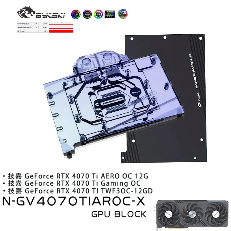Bykski Gpu Block Per Gigabyte Rtx 4070Ti/4070 Super Aorus Master Gaming Oc/Aero Oc 12G Scheda Video Raffreddamento Ad Acqua N-Gv4070Tiaroc-X