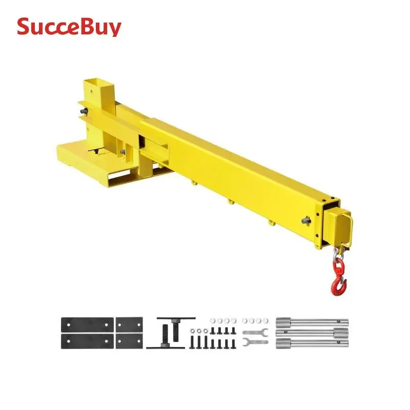 SucceBuy 6000lbs Adjustable Forklift Jib Boom Crane Manual Telescoping Boom Extends Up to 56.1 in Mobile Crane for Warehouse