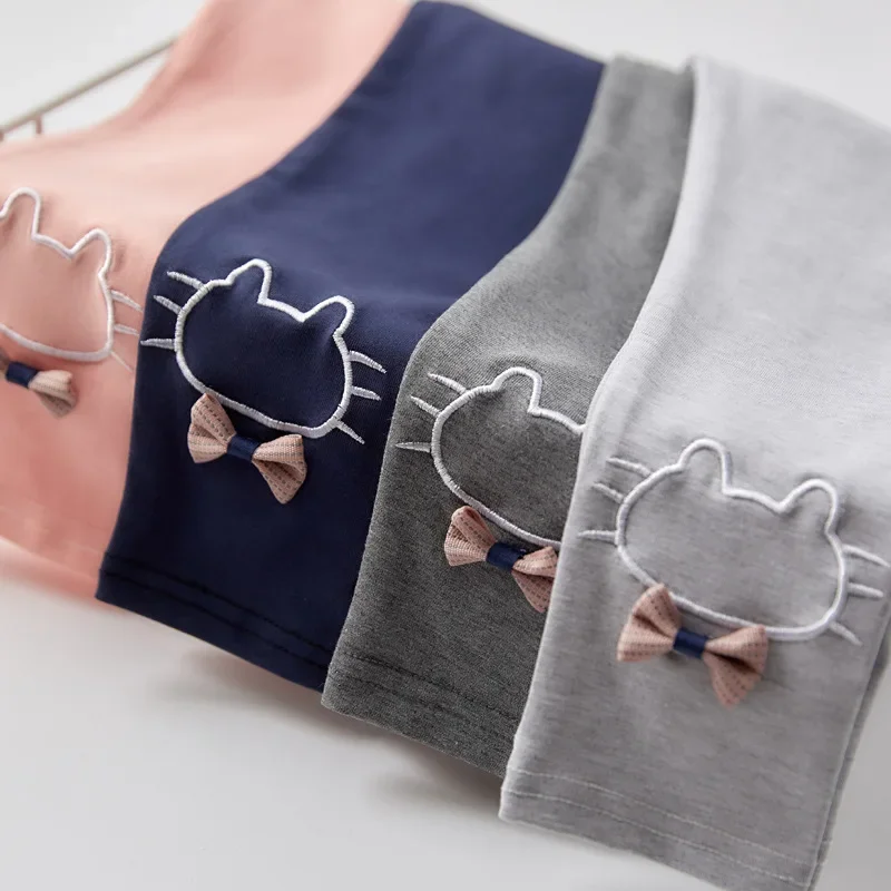 Girls Leggings Skinny Elastic Cat Cartoon Pattern 3-8Y