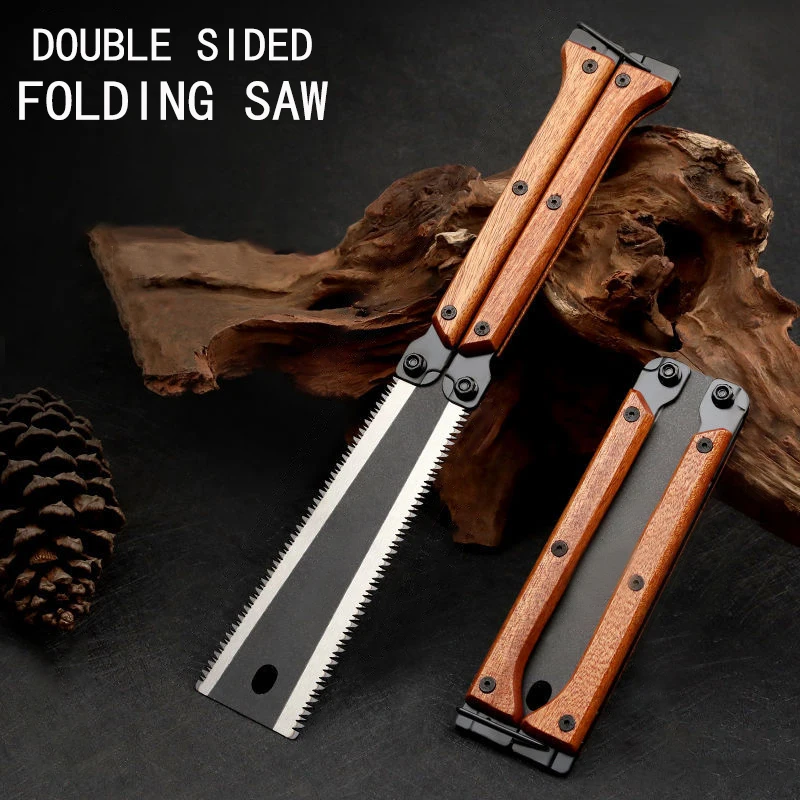 Folding Saw Multifunctional Folding Butterfly Saw Household Small Hand-held Logging Saw Woodworking Tool Double-sided Grinding Hand folding saw