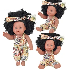 

30cm Rebirth Doll Silicone Simulation Rebirth African Afro Simulation Doll Early Education Housekeeping Vinyl Toys for Child