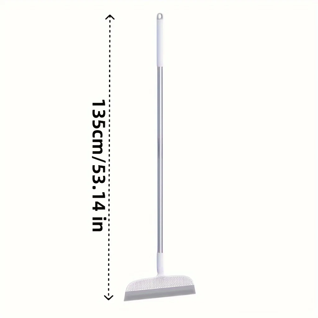 49 Inch Magic Broom with Detachable Head-Double-sided Silicone Scraper, Easy To Remove Hair and Dust, Suitable for Bathrooms