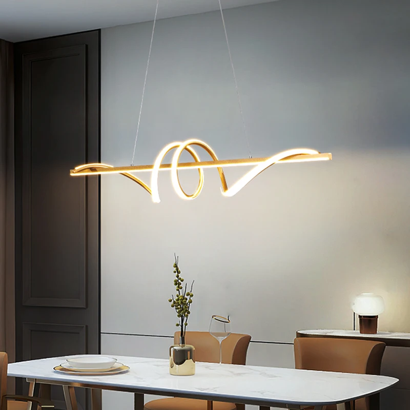Modern Long Rotate LED Pendant Lamps with Remote Control 5