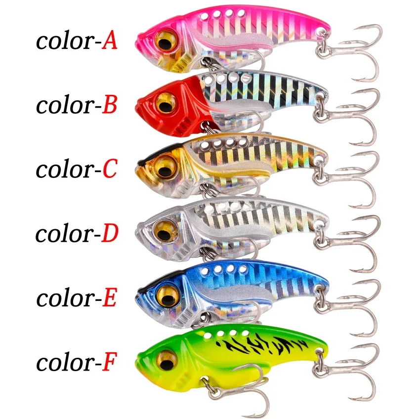 6pcs Metal VIB 3g 7g10g 15g Fishing Lure Mini Vibration Spoon Spinner Crankbait Bass Artificial Hard Bait Cicada Fishing Tackle 4