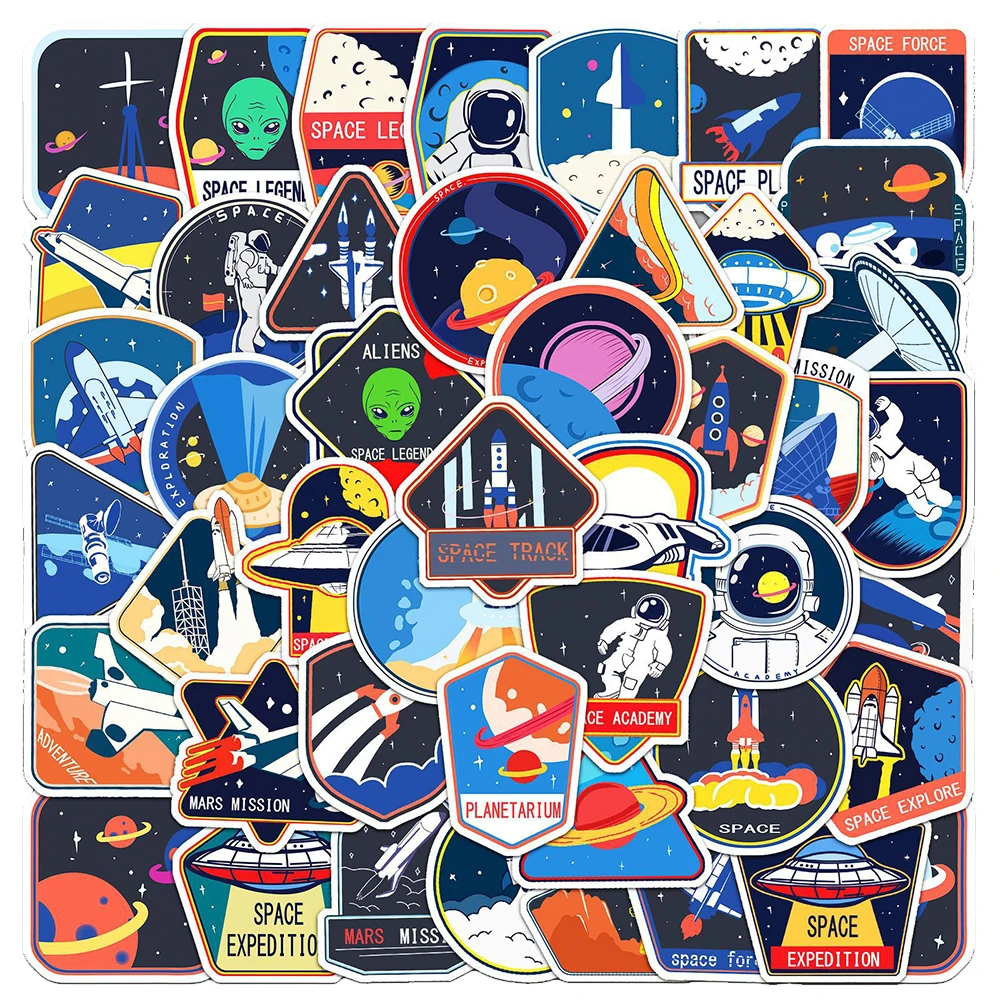 

10/30/50pcs Outer Space Astronaut Graffiti Stickers Cartoon Decals Laptop Phone Notebook Bike Car Waterproof Sticker Kids Toys