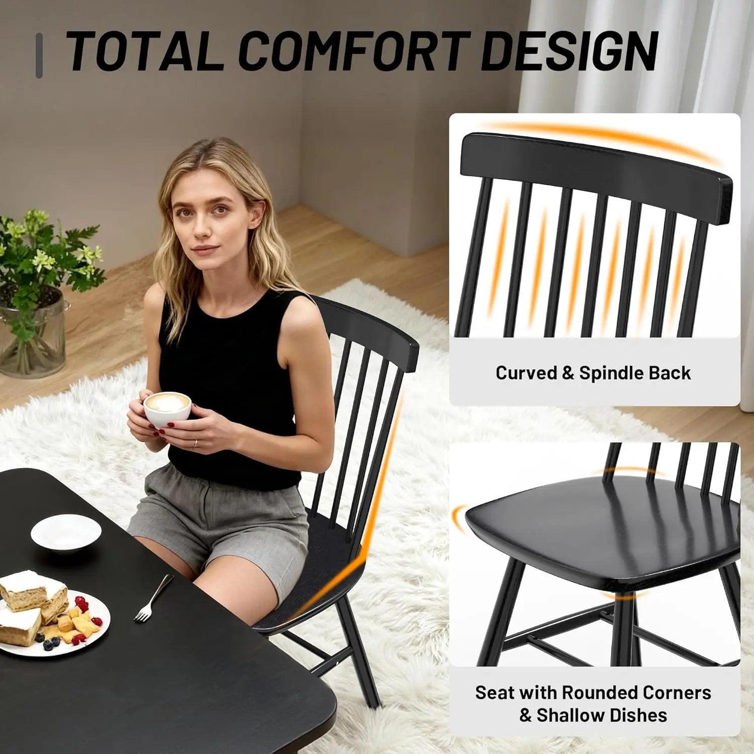 Black Farmhouse Windsor Dining Chairs 3