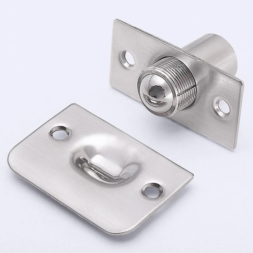 Adjustable Roller Ball Door Spring Catch Lock Stainless Steel Internal Latch Set Cabinet Gate Door Latch Screws Hardware