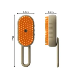 Steamy 3-in-1 Electric Pet Grooming Brush with Massaging Spray for Tangled & Loose Hair Removal (Orange)