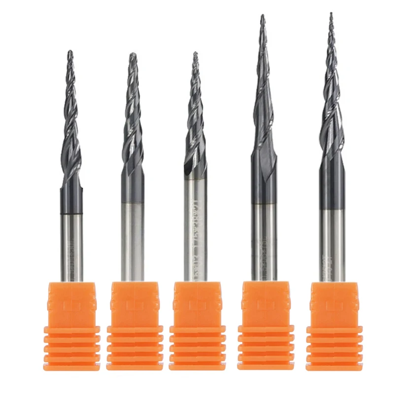 HRC55 D3 175 D4 D6 D8 D10 D12 2F Tapered Ball Nose End Mill Tungsten hrc55-d3-175-d4-d6-d8-d10-d12-2f-tapered-ball-nose-end-mill-tungsten