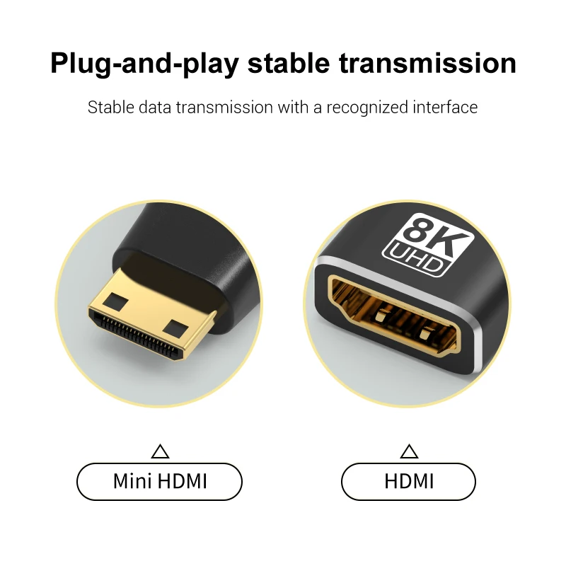 8K HDTV Male to Female Adapter Connector Converter HDMI L Shape Angle 90 270 Degree Gold Plated Support 8K@60Hz For PC Laptops