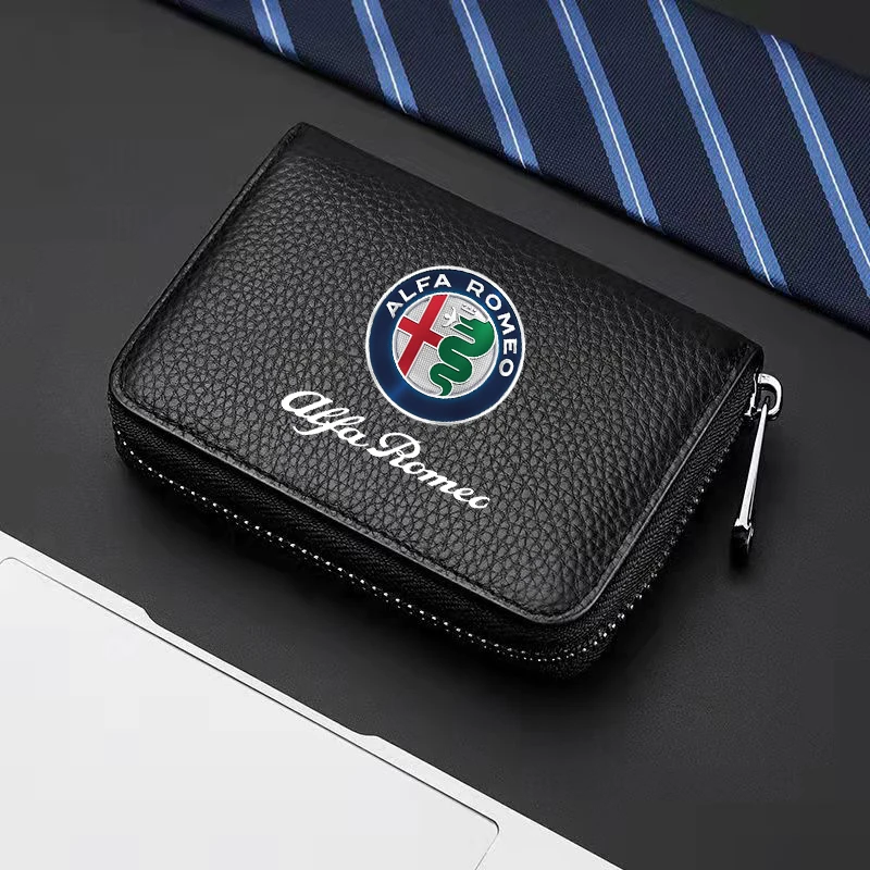 Alfa Romeo Schlüsselanhänger Tasche | Für Giulia Stelvio Giulietta | Schwarz Schlüsselmäppchen