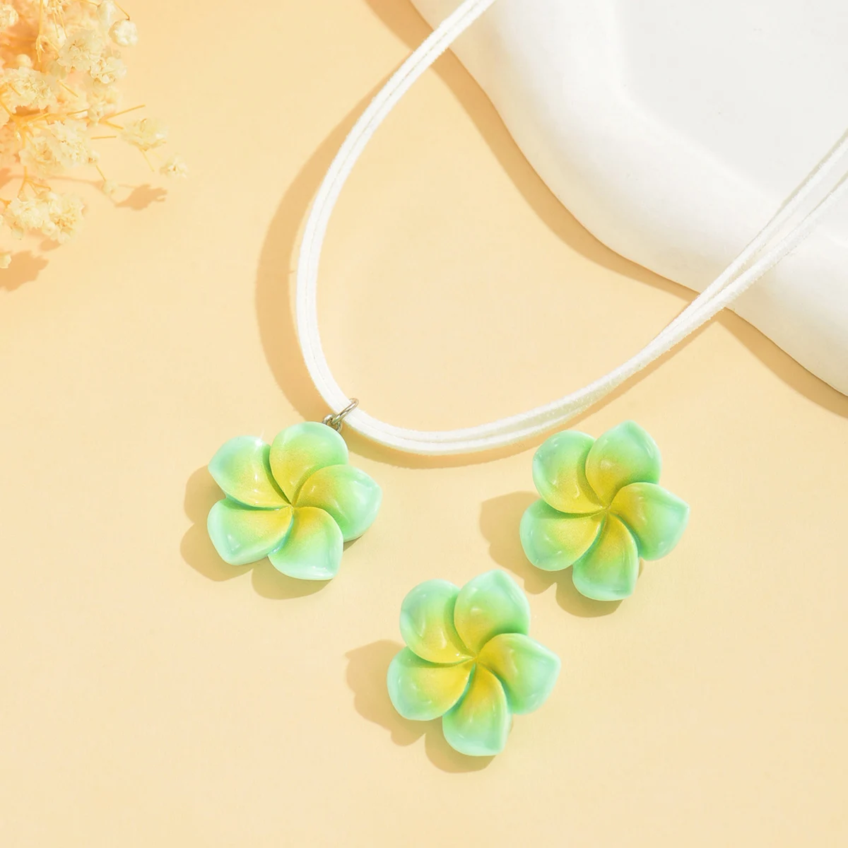 Boho Elegant Egg Flower Earrings Necklaces for Women Girls Summer Beach Sweet Lovely Flowers Jewelry Sets Handmade Accessories