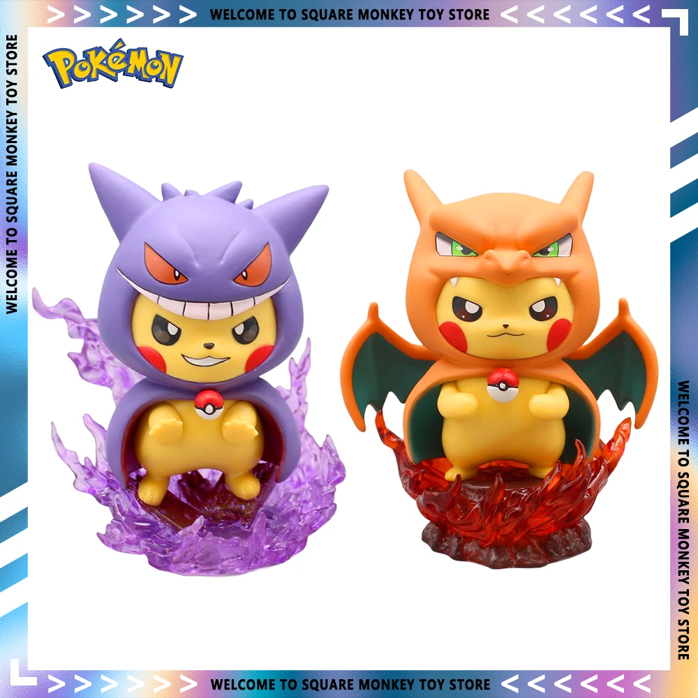 12cm Pokemon Figure Pikachu Cos Gengar Charizard Anime Figures Cartoon