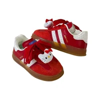 Spring Children Boys Girls School  Microfiber Suede Leather Cartoon Cute Cat Sports Shoes Kids Toddler Striped Training Sneakers 1