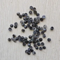 Wholesale 100pcs High - Quality 6mm Natural Stone Round Cabochon Beads for Jewelry Making Accessories (Black spectrolite)