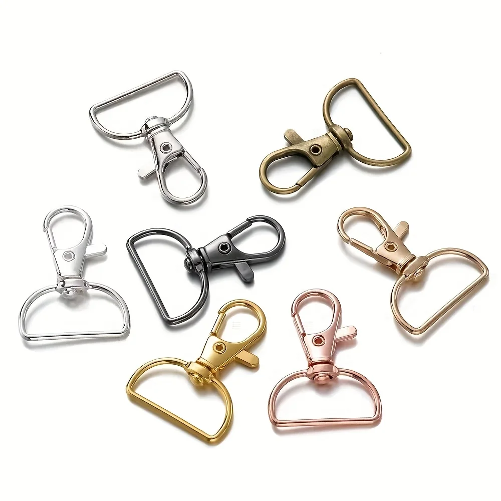 D자형 회전식 바닷가재 모양 열쇠고리 20개, 야외용 걸이형 개 목줄 고리, DIY 열쇠고리, 가방 스트랩 고리