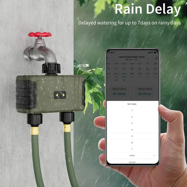 Diivoo Smart 2 Zone Watering Timer Bluetooth Garden Automatic Irrigation System Drip Sprinkler Controller Valve Smart Life Tuya 2