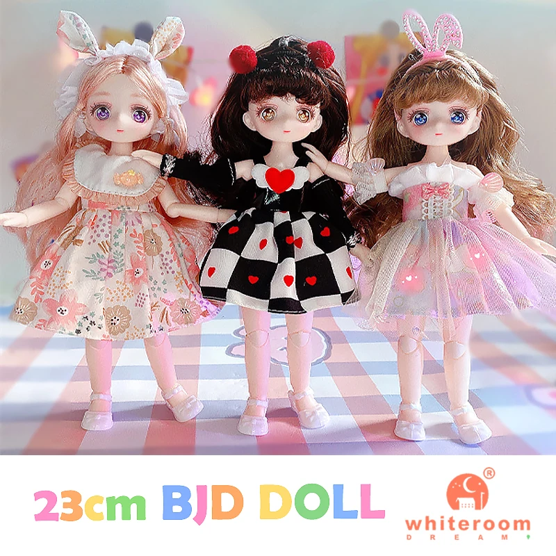 23cm BJD Doll Girl Body Toy 15 Joint Movable  Kawaii Doll With Fashion Clothes Soft Hair Dress Up Girls Toys Birthday Gift Doll 2