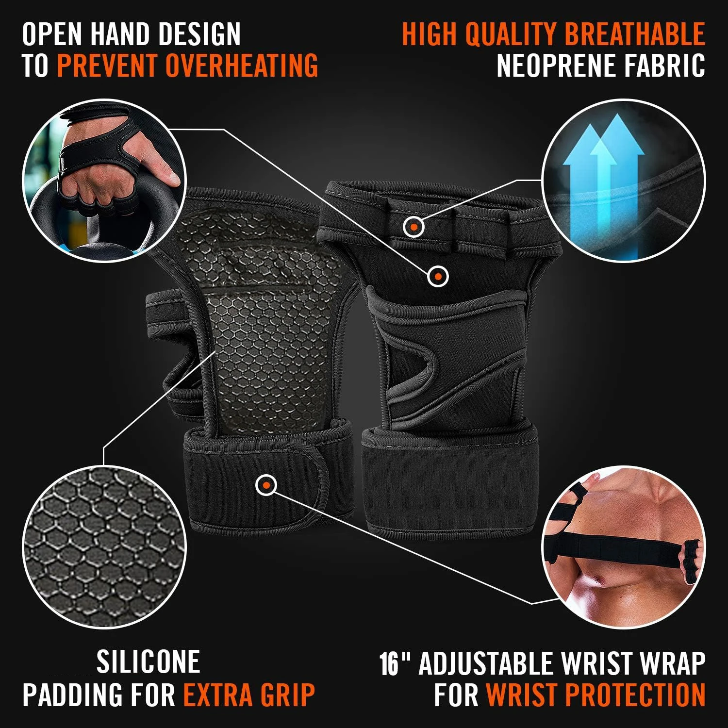Enhanced Grip Workout Gloves with Wrist Support and Full Palm Protection