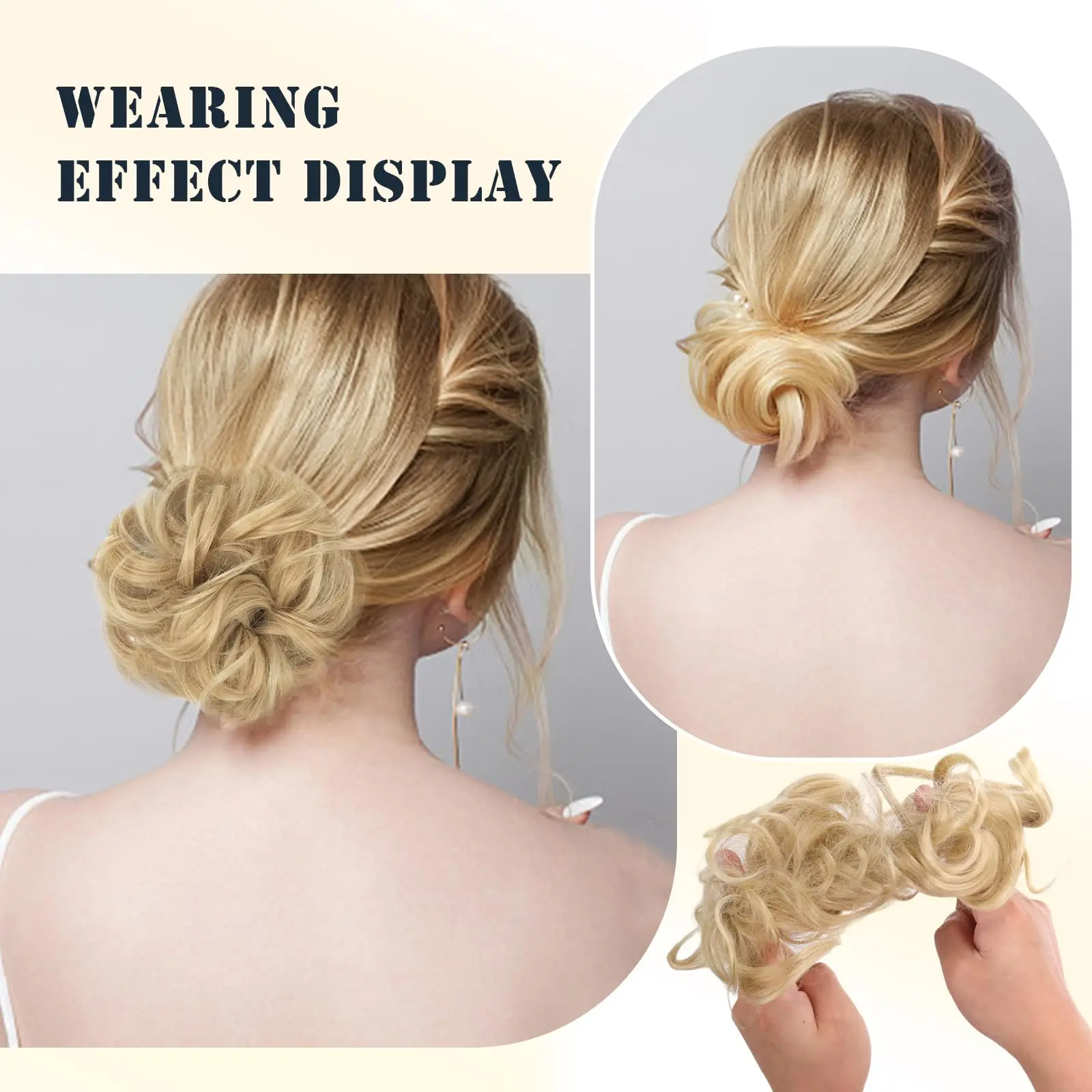 Messy Bun HairPiece Hair Bun Scrunchie Synthetic Wine Red Wavy Curly Chignon Ponytail Hair Extensions Thick Updo Hairpieces for