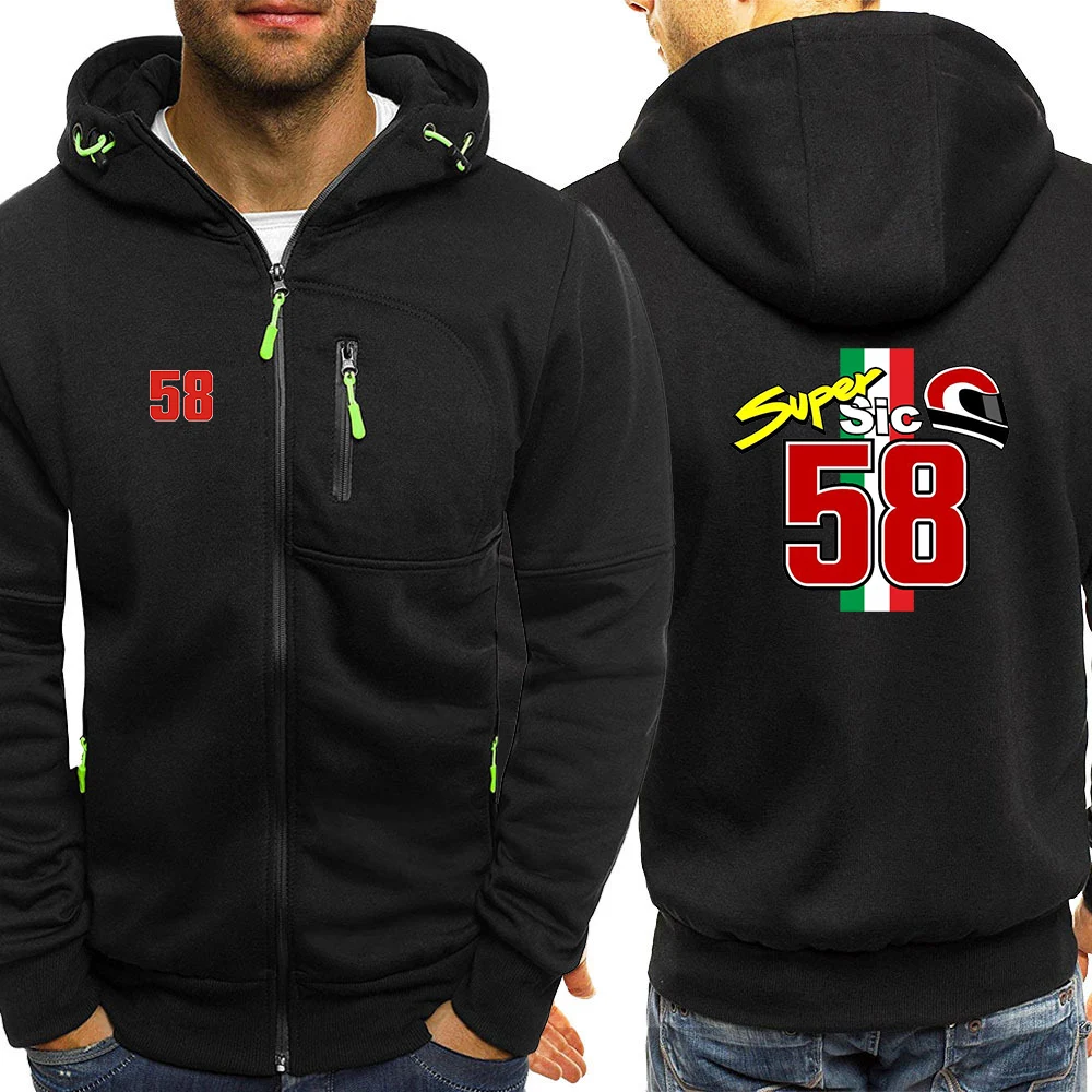 2023 Men New 58 Super Sic Marco Simoncel Winter Hoodie Slim Fit Hooded Sweatshirt Outwear Warm Coat Jacket Zip Up Casual Top