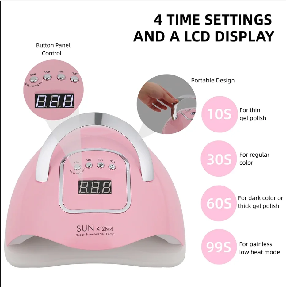 280W UV LED Nail Dryer Professional Gel Polish Drying Lamp with 4 Timer Settings for Fast Curing Gel Nails at Home Salon Use 5