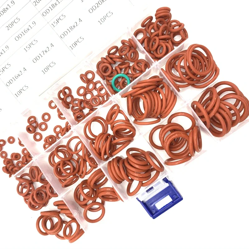 

O Rings Red Silicone Rubber VMQ NBR FKM Seal Gasket Sealing O-Rings Silicone Washer Rubber Oring Set Assortment Kit Set Box Ring