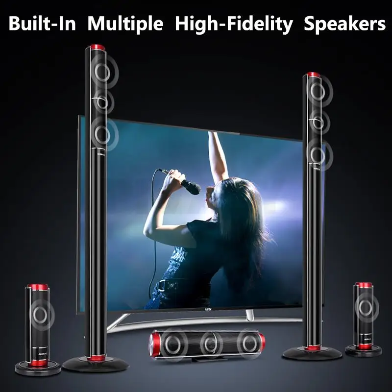 Bluetooth 5.1 High Power HiFi Fever Subwoofer Surround Stereo Active Speaker Wooden 8&Omega; Fiber Coaxial TV Home Theater Audio Set
