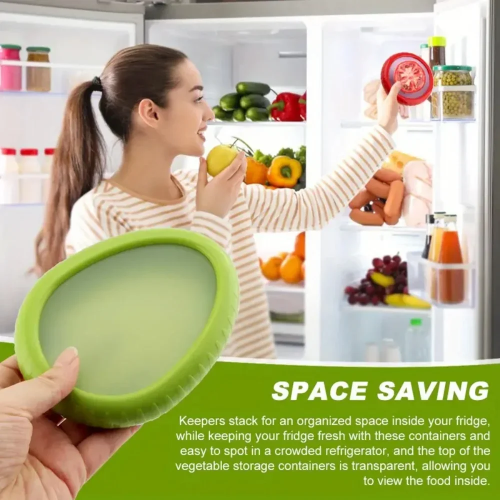 4pcs/1set Silicone Fruit and Vegetable Fresh-keeping Box Food Storage Container Set Portable Stackable and Leak Proof Keeping