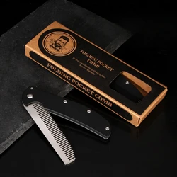 Compact Metal Folding Comb for Beard & Mustache Styling - Dual - Purpose Grooming Tool & Travel Essential (A)