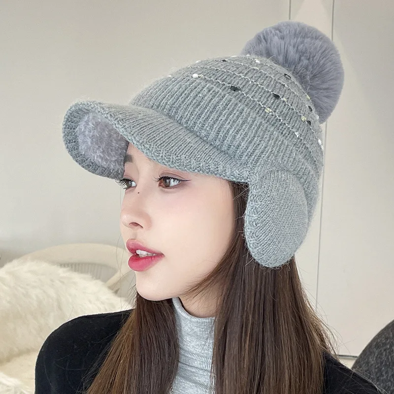 Women Winter Octagonal cap Outdoor Cycling Ear Protection Warmth Peaked Cap Casual Fashion Sun hat Bomber Hats