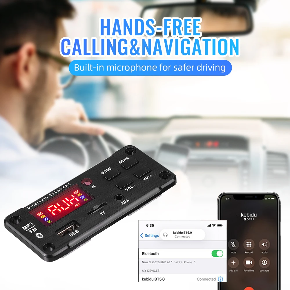 MP3 Player Big Color Screen Car Audio USB TF FM Radio Module Wireless Bluetooth 5V 12V MP3 WMA Decoder Board MP3 Player with Remote Control amplifier mp3 player mp3 bluetooth player