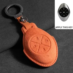 Premium Suede Leather Car Key Holder (Orange  A1)