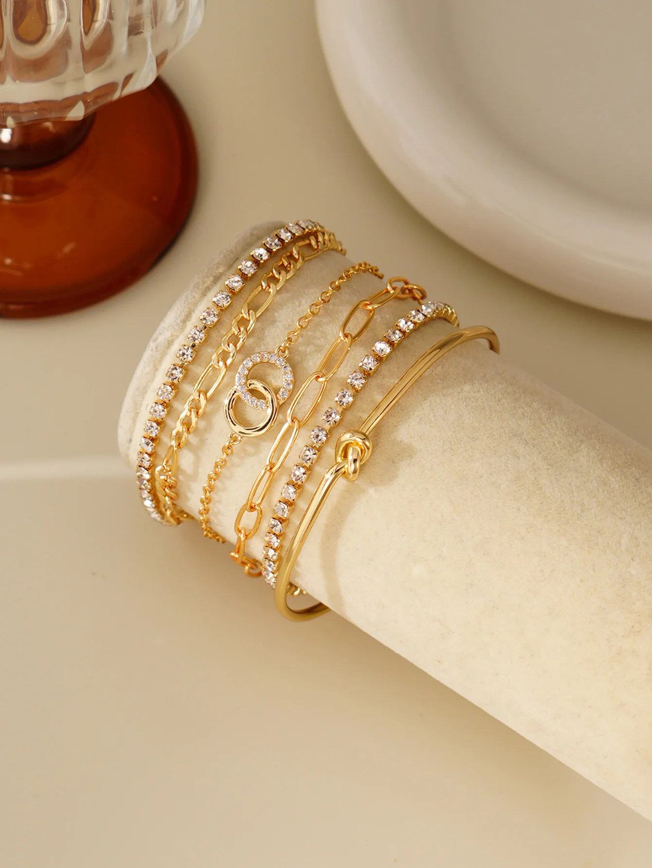 Womens Cubic Zirconia Double Hoop Bracelet
