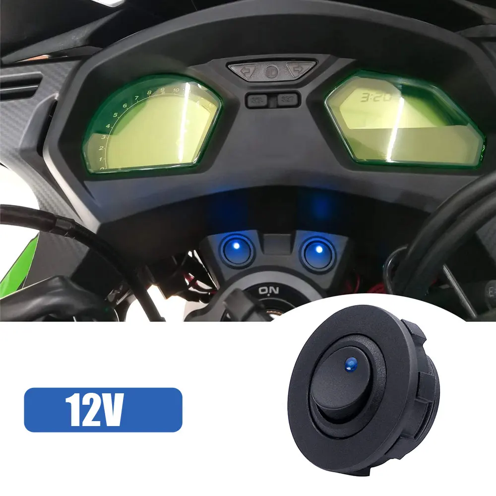 On/Off Black Round Rocker Toggle Led Switch 3 Pin 12V 20A Car Dashboard Dash Boat Truck Push Button Switches Car Accessories