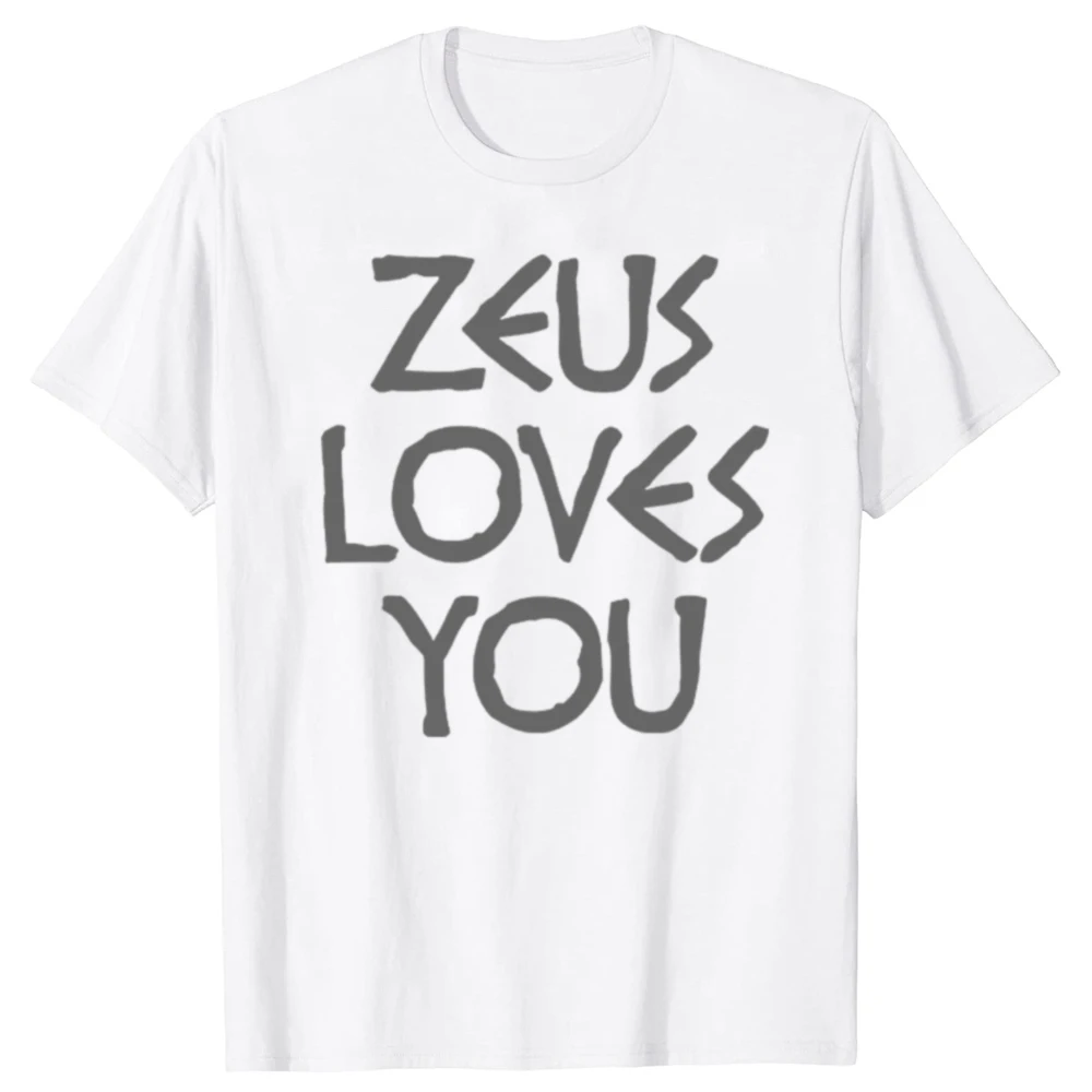 Griechische Mythologie-Geschenk-T-Shirts, lustiges Atheisten-Geschenk, agnostisches Geschenk für Fans des antiken Griechenlands, Zeus liebt dich, Unisex-T-Shirt