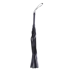 Premium PU Leather Pimp Whip & Riding Crop Flogger with Handcuffs, Black (Black)
