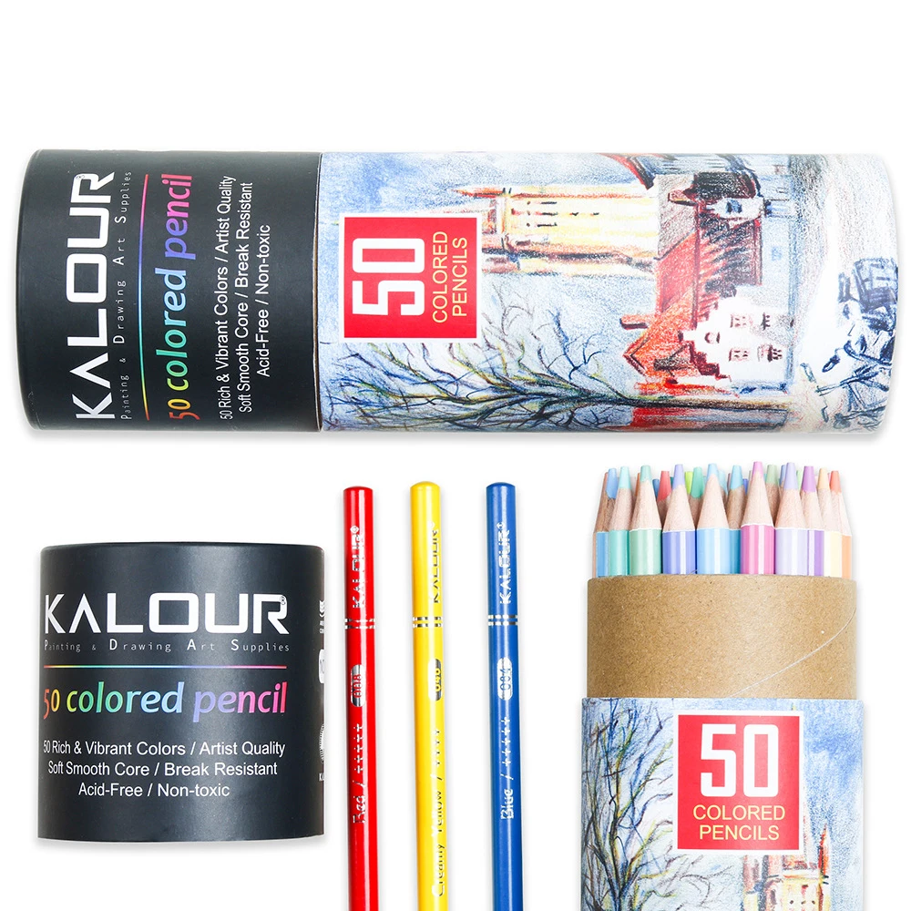 KALOUR Macaron Pastel Colored Pencils,Set of 50 Colors,Artists Soft Core,Ideal for Drawing Sketching Shading,Coloring Pencils