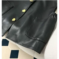 Spring Autumn New High-End Temperament Light Luxury Leather Vest Fashion Design Solid Color Cardigan Jacket Women's Vest Coat 2