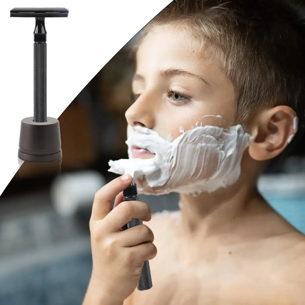 남성용 휴대용 양면 안전 면도기, 스테인레스 스틸 블레이드 스탠드, 청소 브러시, 아버지에게 이상적