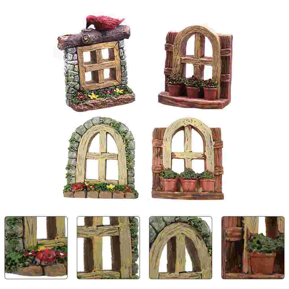 

Garden Decoration Window Miniature Garden Fairy Door Home Decoration Tree Accessories Tank Landscape Decor Gnome Ornaments